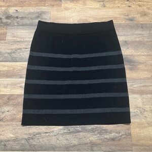 LOFT Black and Gray Striped Mini Skirt